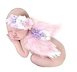 Rainbowlight Baby Angel Feather Butterfly Wings Photo Prop Girls Hairband (Pink)