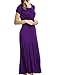 Meaneor Women Boho Cap Sleeve Smocked Waist Tiered Renaissance Summer Maxi Dress Purple XXL