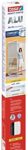 tesa UK Mosquito, Fly And Insect Screen Doors 1.2 M X 2.4 M (max) White, Clear, (55197-00002-00), 1,2m:2,4m