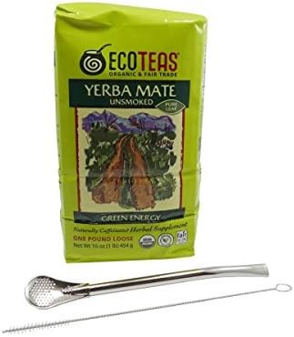 ECOTEAS Organic Yerba Mate Loose Tea (1lb. w/ straw)