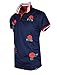 SCREENSHOTBRAND-S11815 Mens Hipster Hip-Hop Premium Tees - Stylish Fashion Rose Flower Embroidery Polo T-Shirt - Navy-XLarge