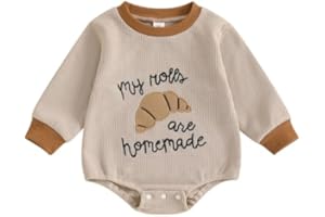 FIOMVA Thanksgiving Baby Girl Boy Outfit Newborn Bubble Romper Fall Winter Infant Long Sleeve Sweatshirt Top Cute Clothes