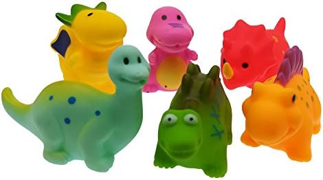 Samidy Bath Toys, 6-Pack Little Dinosaur Squirts Fun Bath Toys for Kids, Assorted Colors