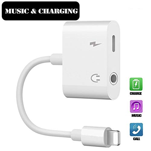 Jack Headphone Adaptor Charger Compatible with iPhone 8/8 Plus /7/7 Plus/iPhone X/XS/XS Max/XR Earphone Adapter Headphone Aux Audio & Connector Cable Support iOS 11/12