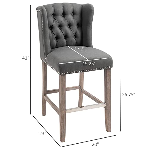 Counter Height Bar Stools Set of 2, Upholstered 26.75" Seat