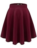 TWINTH Womens Versatile Stretchy Pleated Flare Skater Skirt Wine M