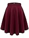 TWINTH Womens Versatile Stretchy Pleated Flare Skater Skirt Wine M