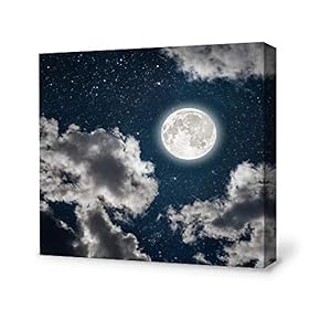 Canvas Wall Art for Living Room,Bedroom Home Artwork Paintings Charming Moon Ready to Hang - 12x12 inches