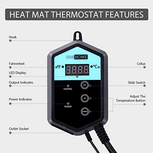 VIVOHOME 40108°F Temperature Digital LED Heat Mat Thermostat