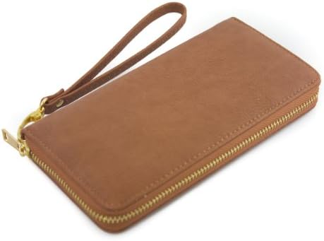 Women's Single Zip Around PVC Leather Wristlet Clutch Organizer Wallet