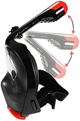 iRunzo Full Face Snorkel Mask - Anti-leak Anti-fog Free Breath Seaview 180 Dry Top for Adult Youth Women Men (F-Black, L/XL)