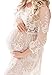 Maternity Photography Prop Sexy Maternity Dress Fancy Maternity Lace Dress (White, Medium)