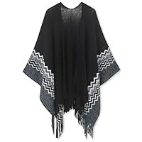 Women Poncho Shawl Cardigan Open Front Elegant Cape Wrap