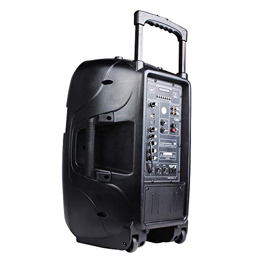 Shinco Portable PA Speaker Bluetooth Sound System 12-inch Woofer Battery Powered Loudspeaker with DJ Light, Microphone