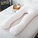 U Shaped Body Support Pregnancy Maternity Pillow with 100% Washed Cotton Zipper Cover, Back and Belly Support, Idea for Side Sleeping (Ivory)