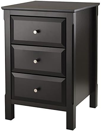 Winsome Timmy Accent Side End Nightstand Table with 3 Drawers, Black Black finish