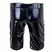 FEESHOW Men's Faux Leather Shorts Zipper Pouch Underwear Pants Boxer Briefs