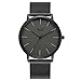 BOLISI Mens Womens Watches Ultra-thin Elegant Classic Analog Quartz Fashion Dress Wrist Watch with Milanese Mesh Band (Black Gray)