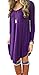 DEARCASE Long Sleeve T-Shirt Dress for Women Purple X-Large V-Neck Spring Casual Loose Fall Winter Irregular Hem Solid A-Line Wedding Guest Jersey Flowy Swing Sweater Tunic Short Dresses
