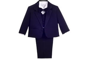 Dressy Daisy Baby Toddler Boy 5 Pcs Set Formal Tuxedo Suits No Tail Wedding Christening Baptism Outfits