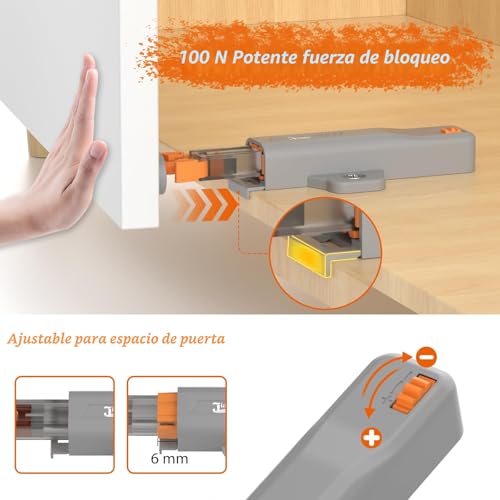 Push to Open Door Latch, Jiayi 6 Pack Heavy Duty Non-Magnetic Push Cabinets Door Pressure Push Hardware 40N Spring Latch Lock, Cabinet Door Closure, Drawer, RV Cabinets