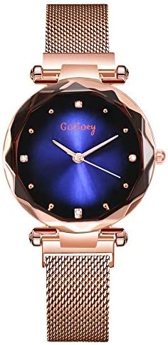 STRUGGGE Women Watch - Fashion Simulated Diamond Cutting Round Dial Mesh Straps Bracelet Wristwatch