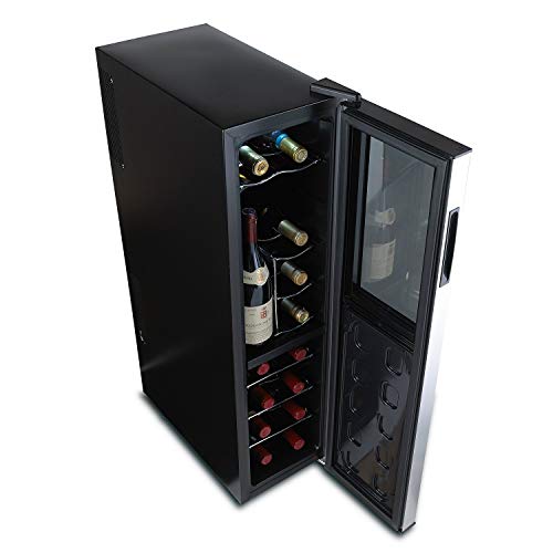 Wine Enthusiast Silent 18 Bottle Wine Refrigerator - Freestanding Slimline Upright Bottle Storage Wine Cooler, Black (Renewed) - Thumbnail 6