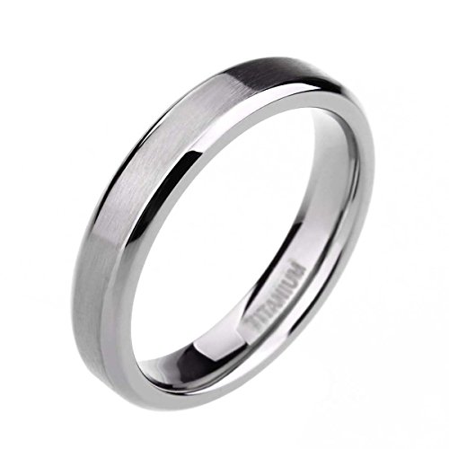 Tigrade unisex 4mm titanium brushed finish beveled edge…