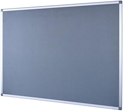 EFIRNITURE Bulletin Board Notice Board 48 x 36 Inch, Wall Mounted Aluminum Framed Gray Felt Board, 15 Push Pins, For Home School Office