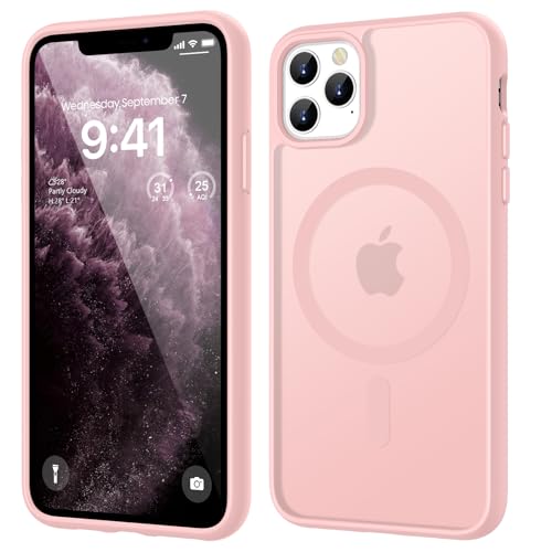HGH Magnetische Schutzhülle für iPhone 11 Pro Max 6,5 Zoll für MagSafe kabelloses Laden, kompatibel, durchscheinend, matt, für 11 Pro Max, dünne, stoßfeste Hülle, Kameraschutz für iPhone 11 Pro Max,