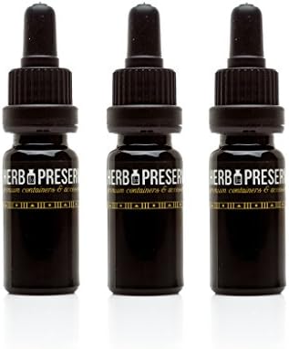 Herb Preserve 3-PACK Set 10 Ml (.34 Oz) Black Ultraviolet Glass Tincture Stash Bottle w/Glass Eye Dropper