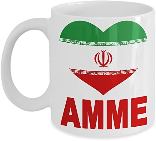 Persian Mug Gift for Aunt - Amme - Features Iranian Flag Heart and Farsi Language on Back