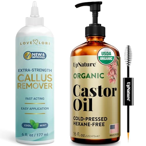 Love, Lori Callus Remover Gel (6oz) + UpNature Organic Castor Oil (16oz) – 2-in-1 Foot Care Bundle for Smooth, Soft Feet