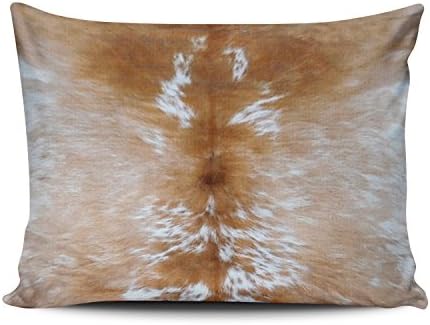 Fanaing Bedroom Custom Decor Animal Hide Skin Print Spotted Brown White Cow Pillowcase Soft Zippered Throw Pillow Cover Cushion Case Fashion Design One-Side Printed Boudoir 12X20 Inches