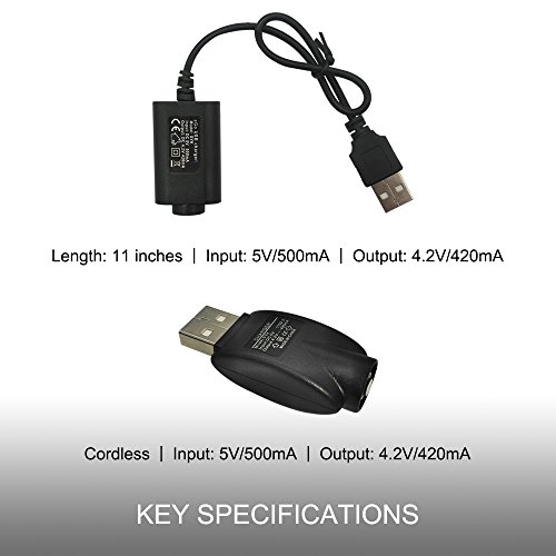 510-Thread USB Smart Charger for eGo series and Other Standard 510 Threaded Devices, with Over-Charge Protection - 2-Pack