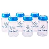 Breastmilk Storage Bottles Collection - Set of 6-5 oz/150mL Breast Milk Storage Bottle Include Cap and Disc - Nipples Not Included