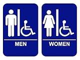Men & Women's Handicap Restroom Sign Set with Braille | Blue
