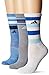 adidas Women's Cushioned 3-Pack Crew Socks, Blue Icey Blue Marl/Grey Clear Onix Marl/White/Icey Blue/Blue/Collegiate Navy, Medium