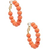 ZENZII Beaded Hoop Fashion Earrings Bohemian Circle Round Bead Earrings Chic Dangle Earrings for Women Girls