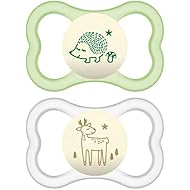 MAM Air Night Pacifiers (2 pack), MAM Sensitive Skin Pacifier 6+ Months, Glow in the Dark Pacifier, Best Pacifier for Breastfed Babies, Unisex Baby Pacifiers