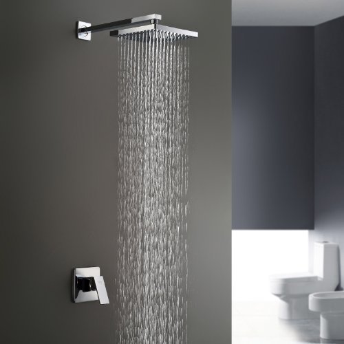 Lightinthebox Chrome Wall Mount Bathroom Bath Shower System Fixed Rainfall Shower Head Single Handle Shower Faucet Chrome Lavatory Fixed Single Handle Shower Faucet with Shower Arm