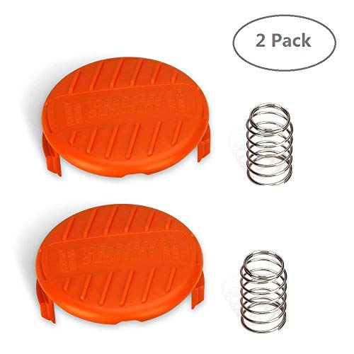 YMHB Trimmer Replacement Spool Cap Covers and Spring Compatible with Black+Decker, Weed Eater Cover, Weed Wacker Parts 2 Pack(2 Spool Cap+2 Spring) - Thumbnail 2