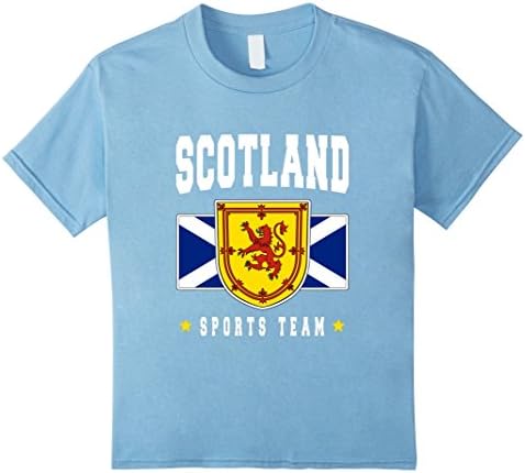 Kids SCOTLAND T-shirt Scottish Flag Coat Arms Lion Symbol Soccer 4 Baby Blue