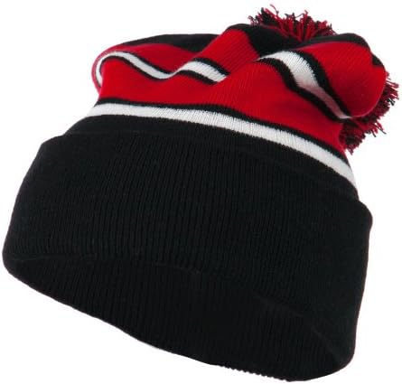 City Hunter Two Tone Striped Pom Cuff 