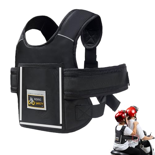Funmo Motorcycle Seat Belt for Kids, Motorcycle Belt for Kids, Adjustable Motorcycle Safety Belt with Reflective Strips, Suitable for Children Between 2-12 Years