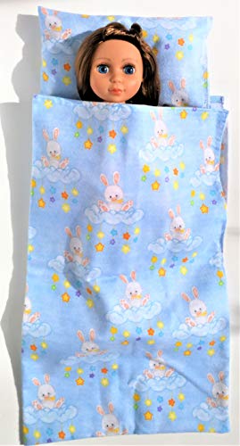 Easter Baskets For Little Girls 14” Inch 16 Inch 18 Inch Doll Clothes And Accessories Bed Sleeping Bag Set: Bunny Rabbit Pillow + Sleepwear Fit American Doll Girl Glitter Girls Doll Bed Accessories