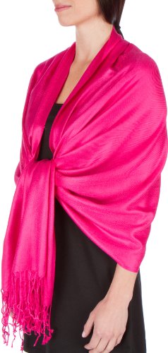 Sakkas Silky Solid Soft Pashmina Shawl Wrap Stole - Fuschia