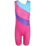 TFJH E One-Piece Sparkle Dancing Gymnastics Biketard Leotard with Short for Little Girls LightBlue 140