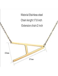 Sideways - Collar con inicial de acero inoxidable chapado en oro de 18 quilates, con colgante de letra grande, para mujer