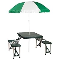 Stansport 615 Picnic Table and Umbrella Combo Pack, Green